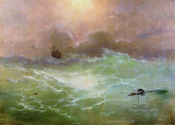 Artworks in 150 Subjects Painting - Ivan Aivazovsky ship in a storm Seascape
